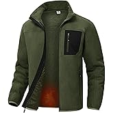TBMPOY Men's Sherpa Lined Jacket Winter Fleece Jackets Full Zip Outdoor Hiking Casual Coat Soft Warm Outwear with 5 Pocket