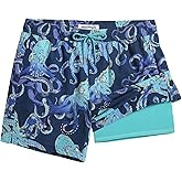 maamgic Mens 5.5 Inch Swim Trunks with Compression Liner Board Shorts Quick Dry Beach Swimwear with Zipper Pockets