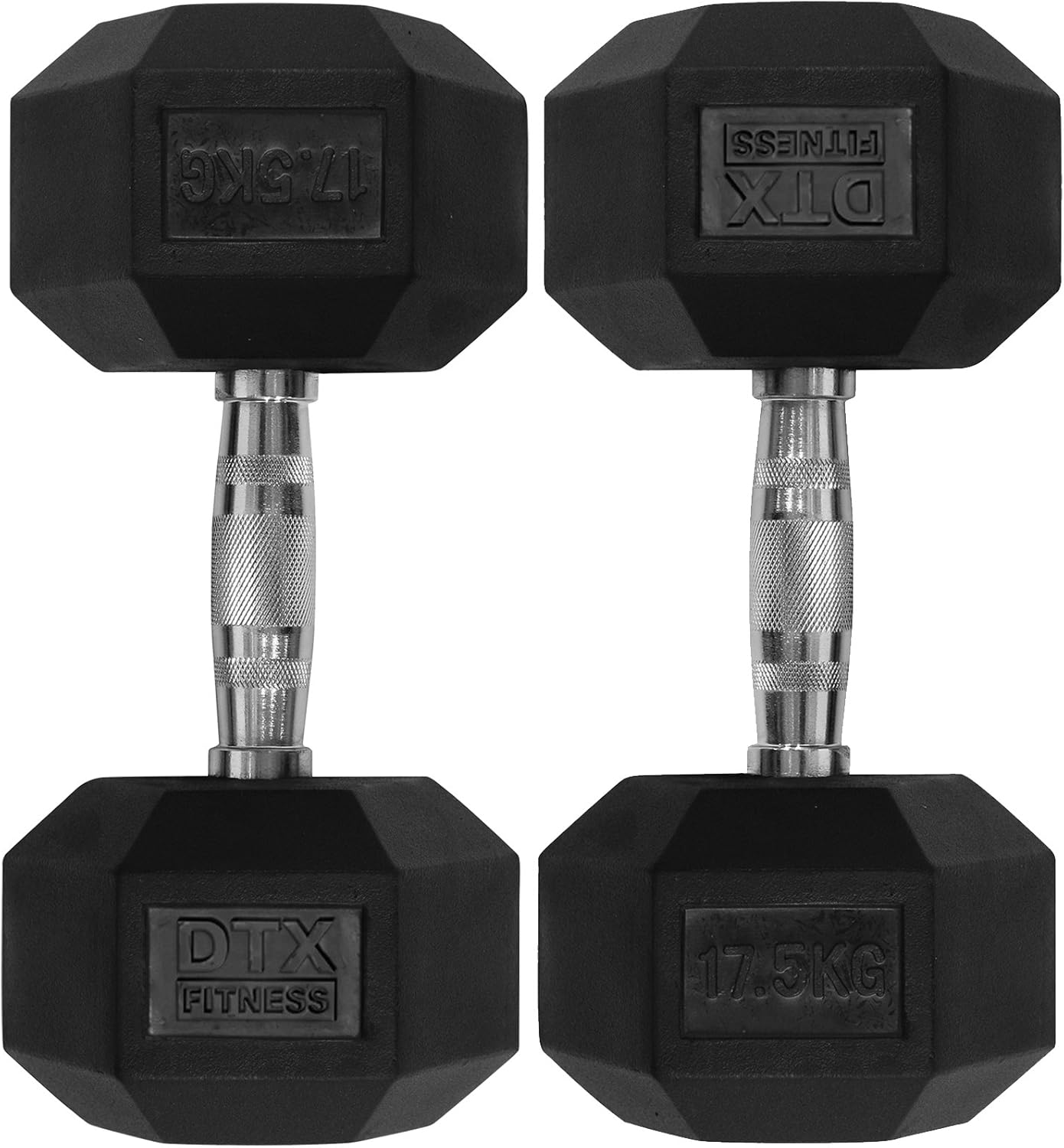 DTX Fitness 2x 17.5kg Rubber Dumbbell 