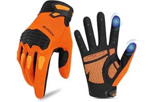 KUTOOK Cycling Gloves for Men Padded Palm & Impact Protection Full Finger MTB Bicycle Riding Gloves Touchscreenable Wear-Resi
