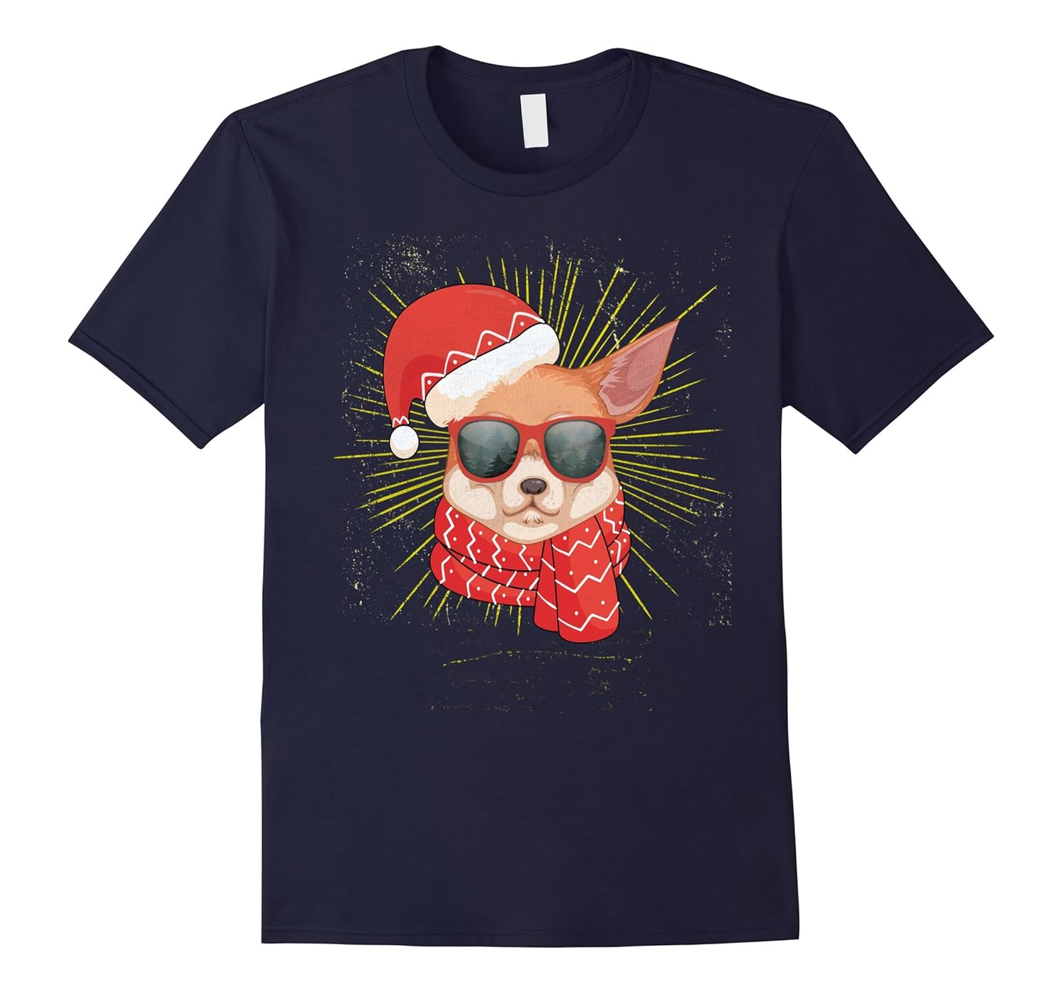 Christmas chihuahua dog T Shirt with Santa Hat X-mas Gift-ANZ