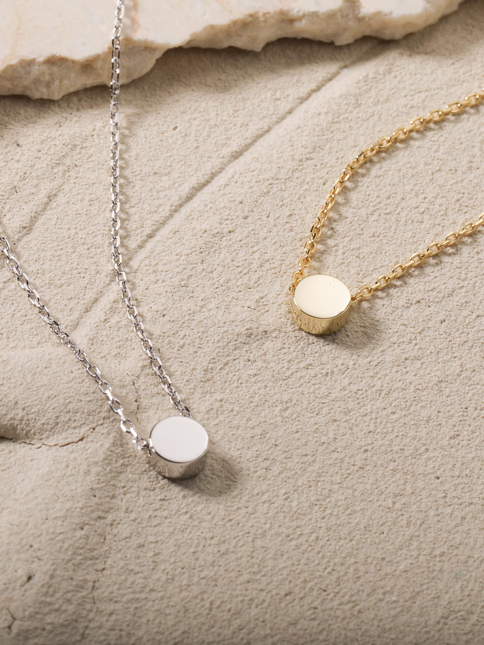 S.Leaf 18K Gold Plated Tiny Dot Necklace Circle Star Square Heart Necklaces for Women S925 Sterling Silver Dainty Simple Necklaces for Women Girls Trendy Birthday Gifts