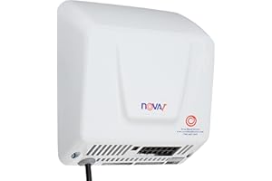 World Dryer 0833 NOVA-1 Plug-In Economical Surface Mounted Plug-In Quick Install Automatic Hand Dryer, Standard 110-120V Wall Outlet Aluminum Cover, White
