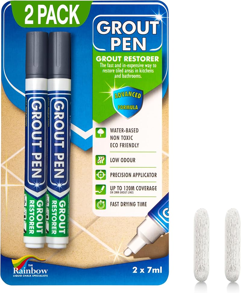 RAINBOW CHALK MARKERS Twin Dark Grey Grout Pen Restore Kitchen Bathroom Tile