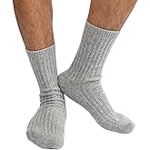 Jet&Bo Cashmere Bed Socks Extra Large (Men’s 12-14) - Thick Ultra Soft XL Cashmere Socks for Men - Gray