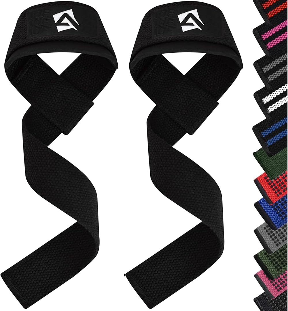 AQF Weight Lifting Straps 60CM Cotton Wrist Straps Neoprene Padding