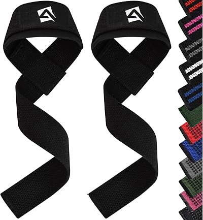 AQF Weight Lifting Straps 60CM Cotton Wrist Straps Neoprene Padding