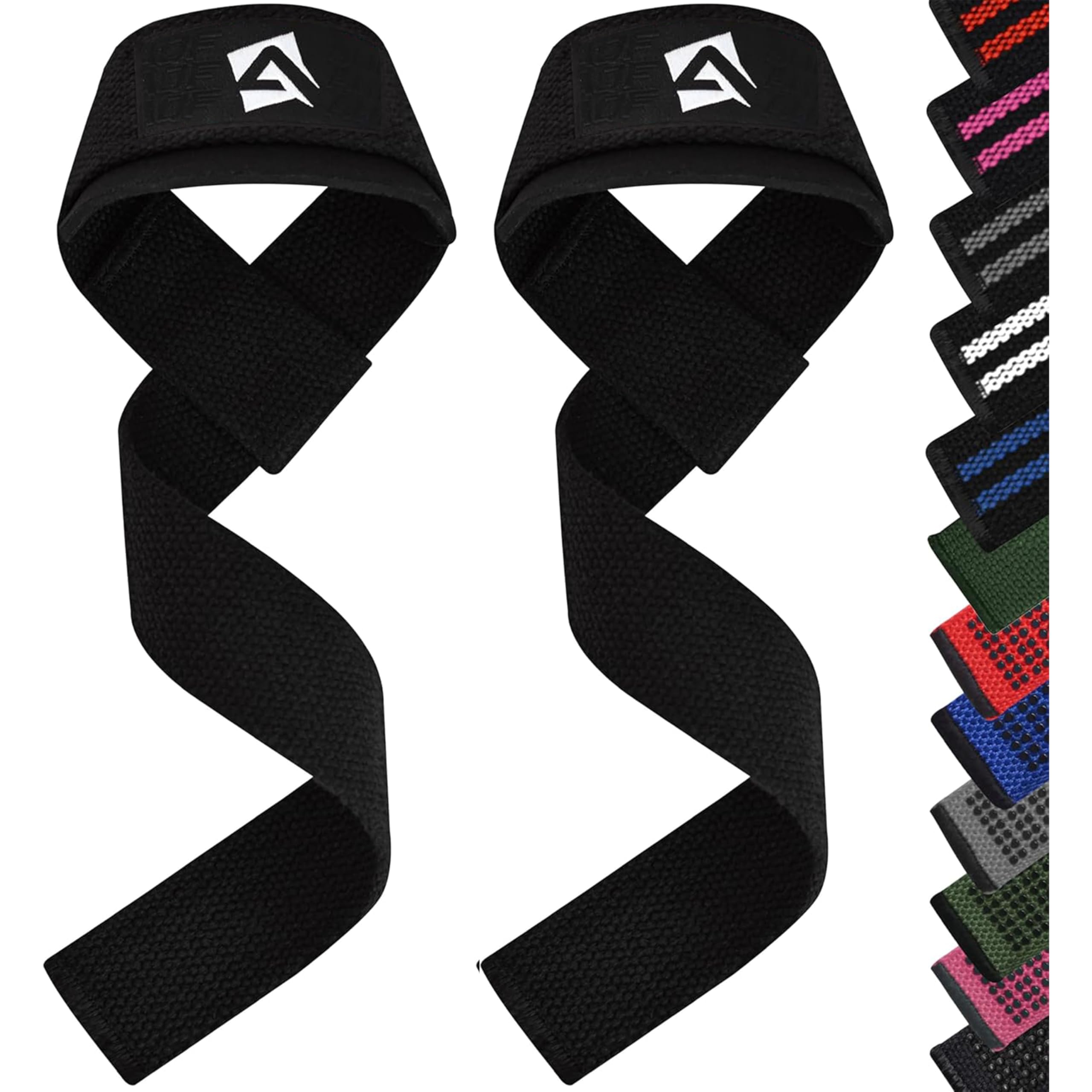 AQF Weight Lifting Straps, 100% Cotton Gym Wrist Straps, 60CM Heavy Duty Lifting Straps with 5MM Neoprene Padding, Non-Slip Advanced Gel Grip, Ideal for Deadlifts Strength Training