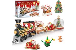AuroTops Christmas Building Block Set,1041 PCS Building Blocks for Kids Ages 8+ Years Old for Kids 8-12 Girls Boys Adults Building Toy Train Set Holiday Decorations Party Favors