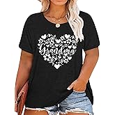 Plus Size Grandma Shirts for Women Grandma Heart Tshirt Mama Floral Tees Casual Short Sleeve Tops