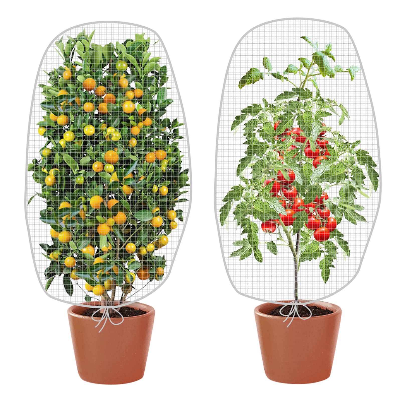 Purple Star 2 Packs Insect Bird Barrier Netting Mesh with Drawstring-47 x55 Inch Garden Bug Netting Plant Cover for Protect Plant Fruits Flower