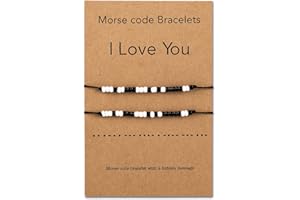 BMMYE Handmade Bracelets Evil Eye Morse Code Bracelets Adjustable Friendship Matching Couples Bracelets