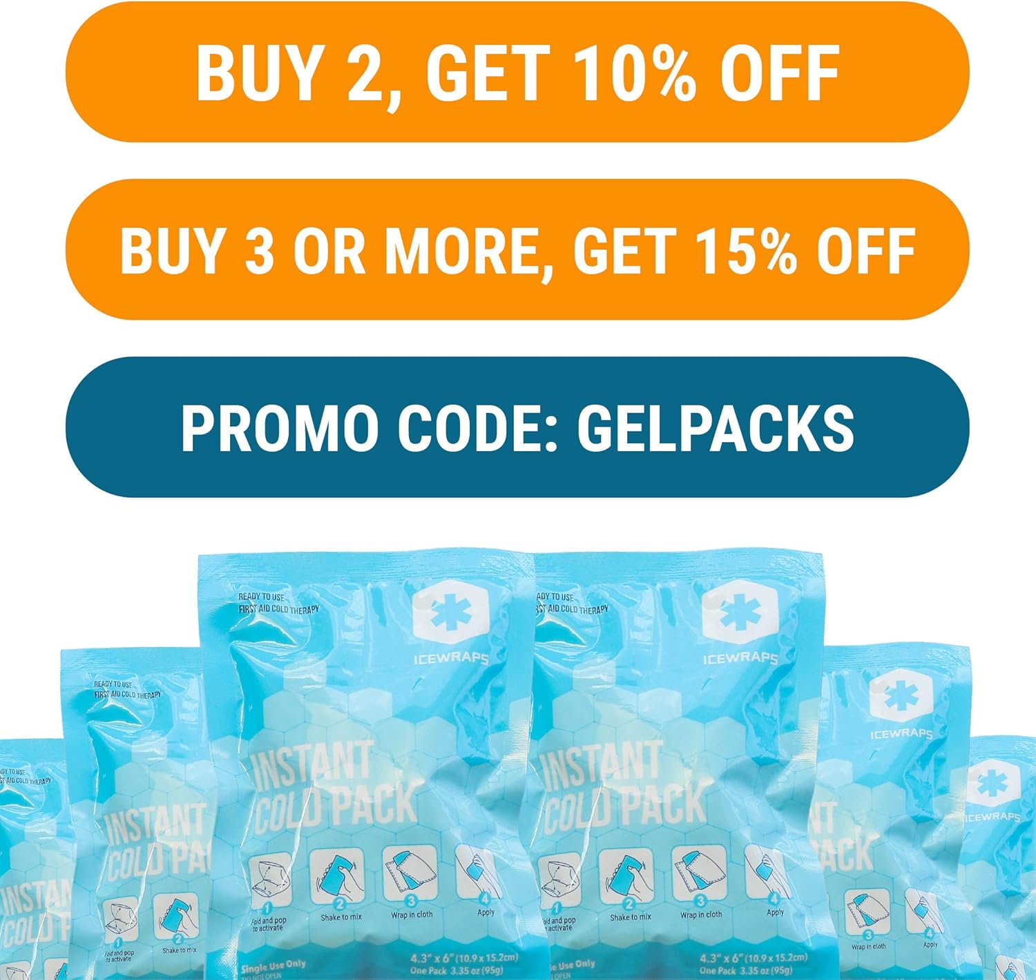 ICEWRAPS Instant Cold Pack - Emergency Disposable Ice Packs for Injuries, Sports, Camping or Hiking First Aid Kit (24 Cold Packs): Health & Personal Care