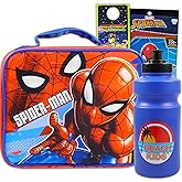 Marvel Spiderman Lunch Bag Set Bundle with Spidey Lunch Box, Stickers, Water Bottle, More | Superhero Spiderverse School Supplies for Kids