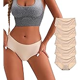dorcastimo Seamless Underwear for Women No Show Panties for Women Mid Waist Hipster Breathable Full Coverage 5 Pack