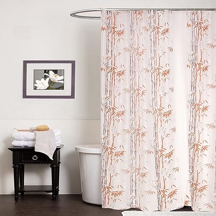 CASA Furnishing PVC Plastic Shower 54x78 inches Bathroom Curtain with 8 Hooks (Orange)