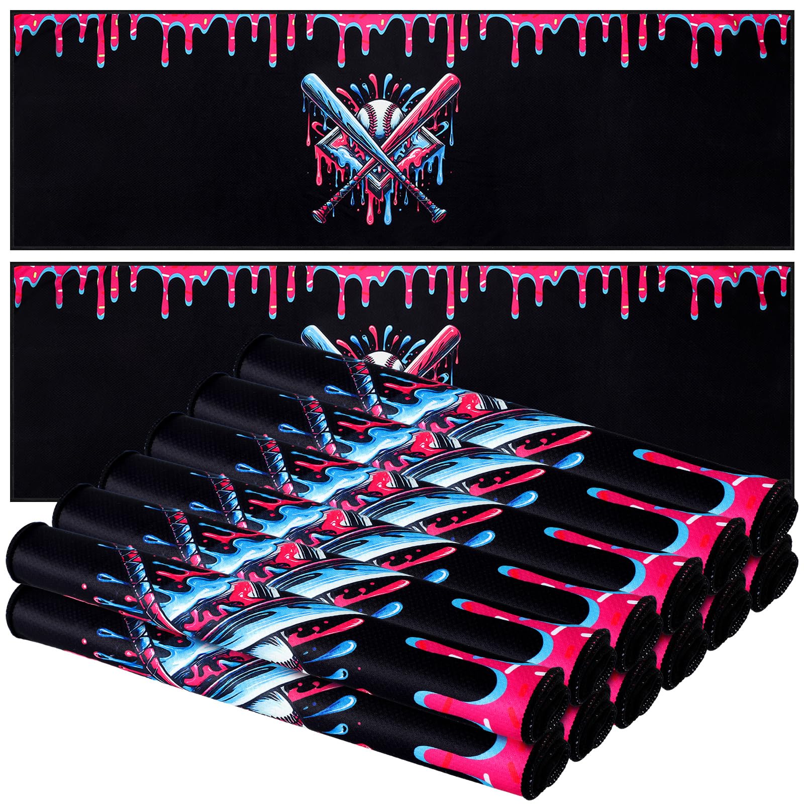 Photo 1 of Lounsweer 12 Pcs Ice Cream Pattern Drip Baseball Beach Towel 40"x12" Swim Pool Towel Cooling Baseball Softball Team Gift Youth Gift for Hot Weather Workout Gym Sport Party Favors