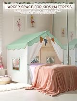 besrey 2-in-1 Kids Play House Tent with Lights & Pad Green view 3