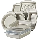 Rachael Ray Nonstick Bakeware Set without Grips includes Nonstick Bread Pan, Baking Pans, Cake Pans, Cookie Sheet / Baking Sh