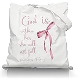Forest Charger Christian Bible Verse Tote for Women, Faith-Inspired Reusable Canvas Gift for Church & Daily Use
