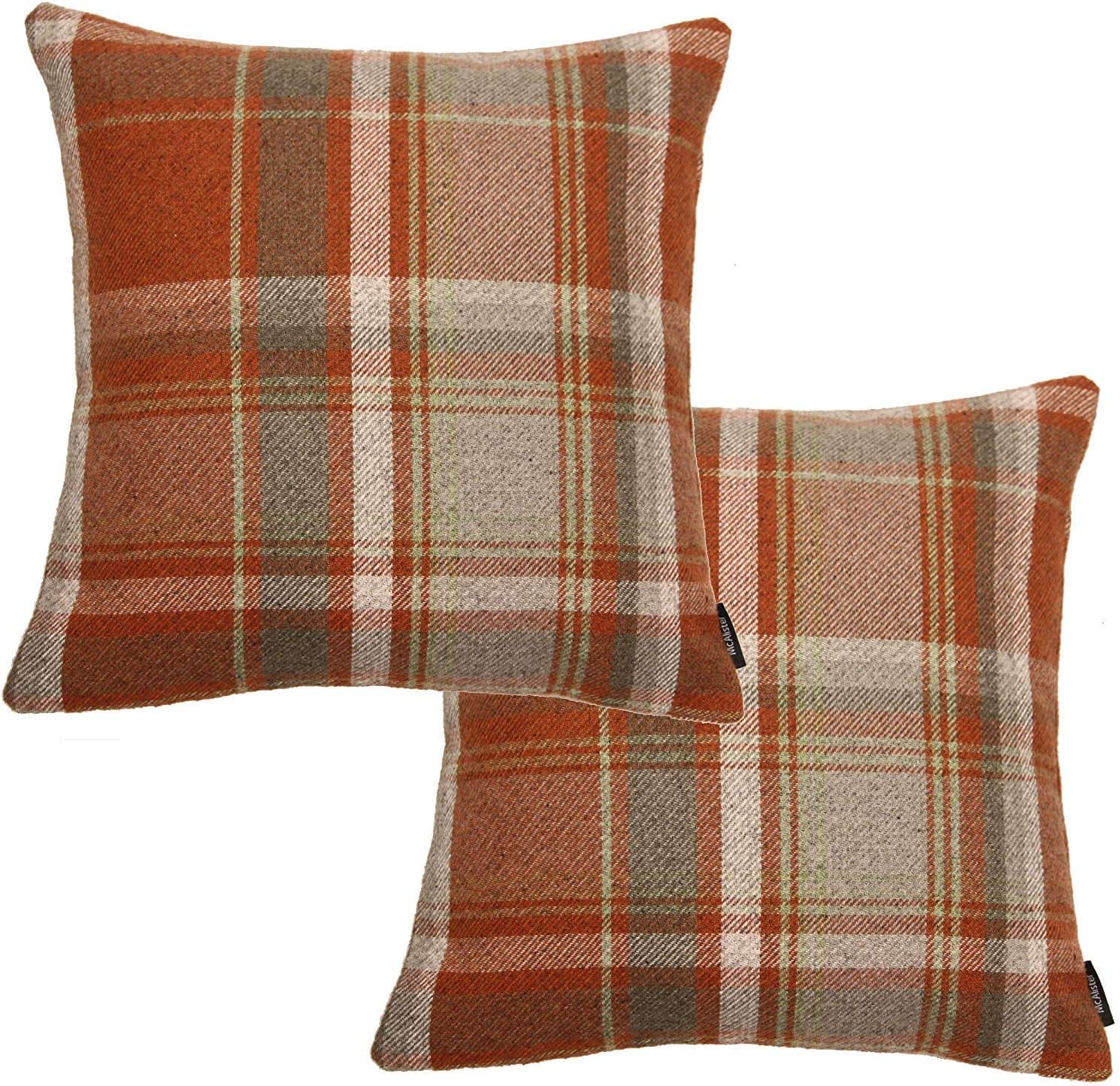 McAlister Textiles Heritage Tartan Burnt Orange Set of 2 Filled