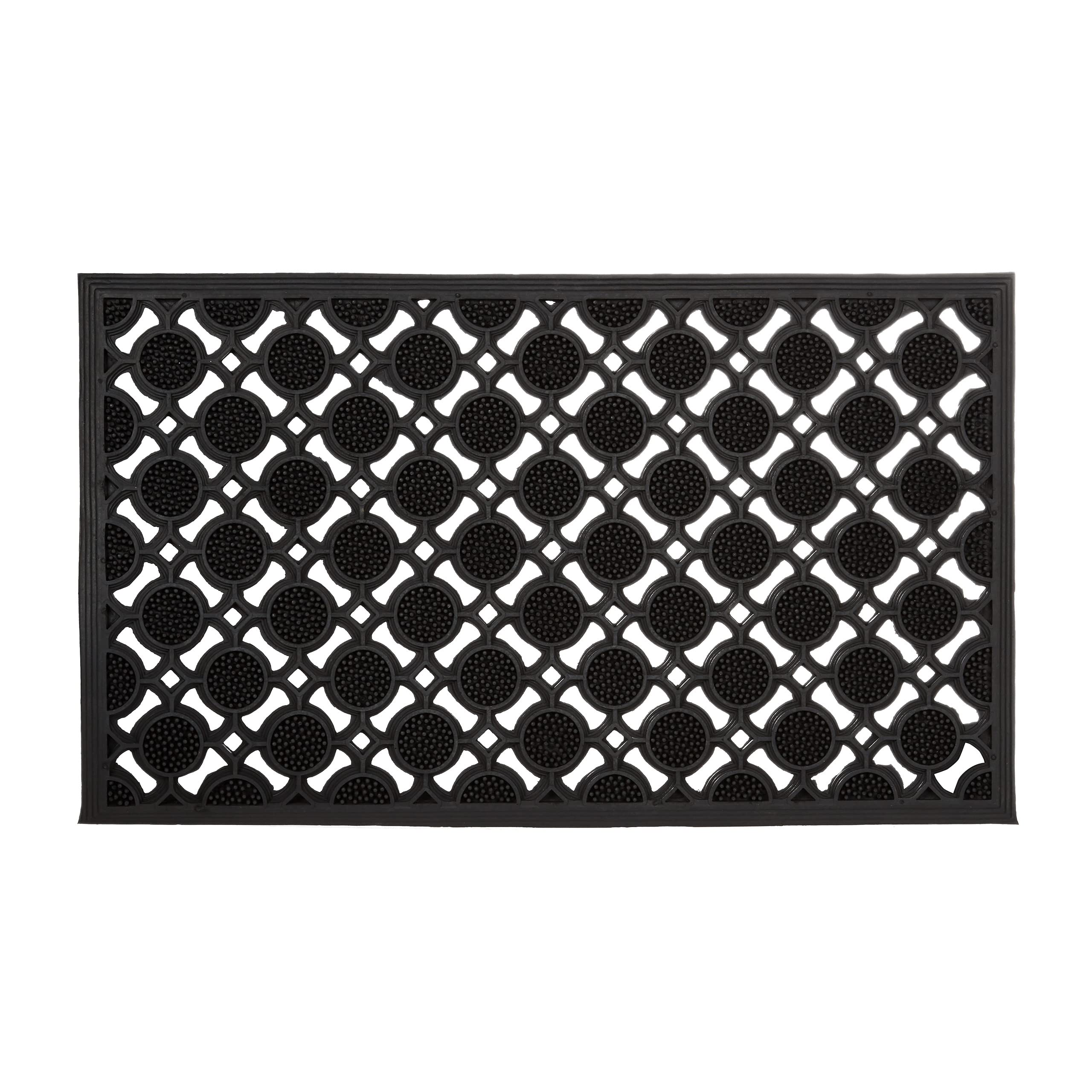 Relaxdays Rubber Doormat 0.5 x 75 x 45 cm Anti-Slip Welcome Mat Outdoor Waterproof Floor Mat, Black