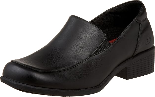 stacked heel loafers