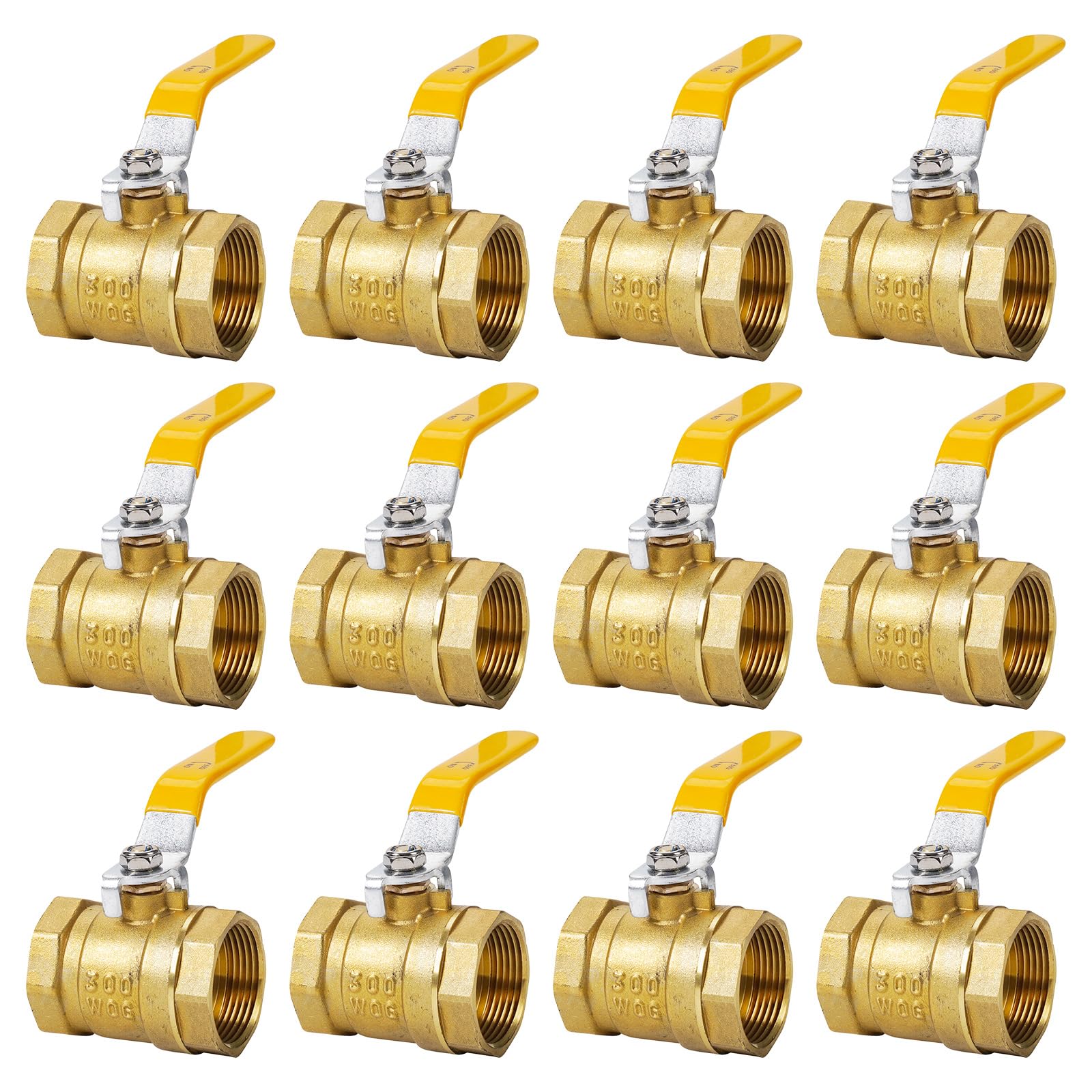 Photo 1 of 12 Pack 1-1/4'' Full Port Brass Ball Valve 1/4 Inch Female Threaded NPT Ball Valve Heavy Duty Threaded 150 PSI Brass Ball Plumbing Fitting for Water Oil Gas (1-1/4 In)