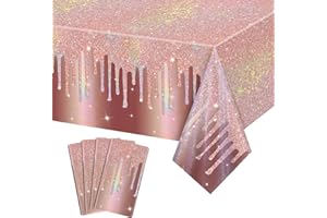 4 Pack Rose Gold Tablecloths, 51 x 86 inches Rose Gold Birthday Tablecloth for Girls and Women 16th 18th 21st 30th 40th Birth