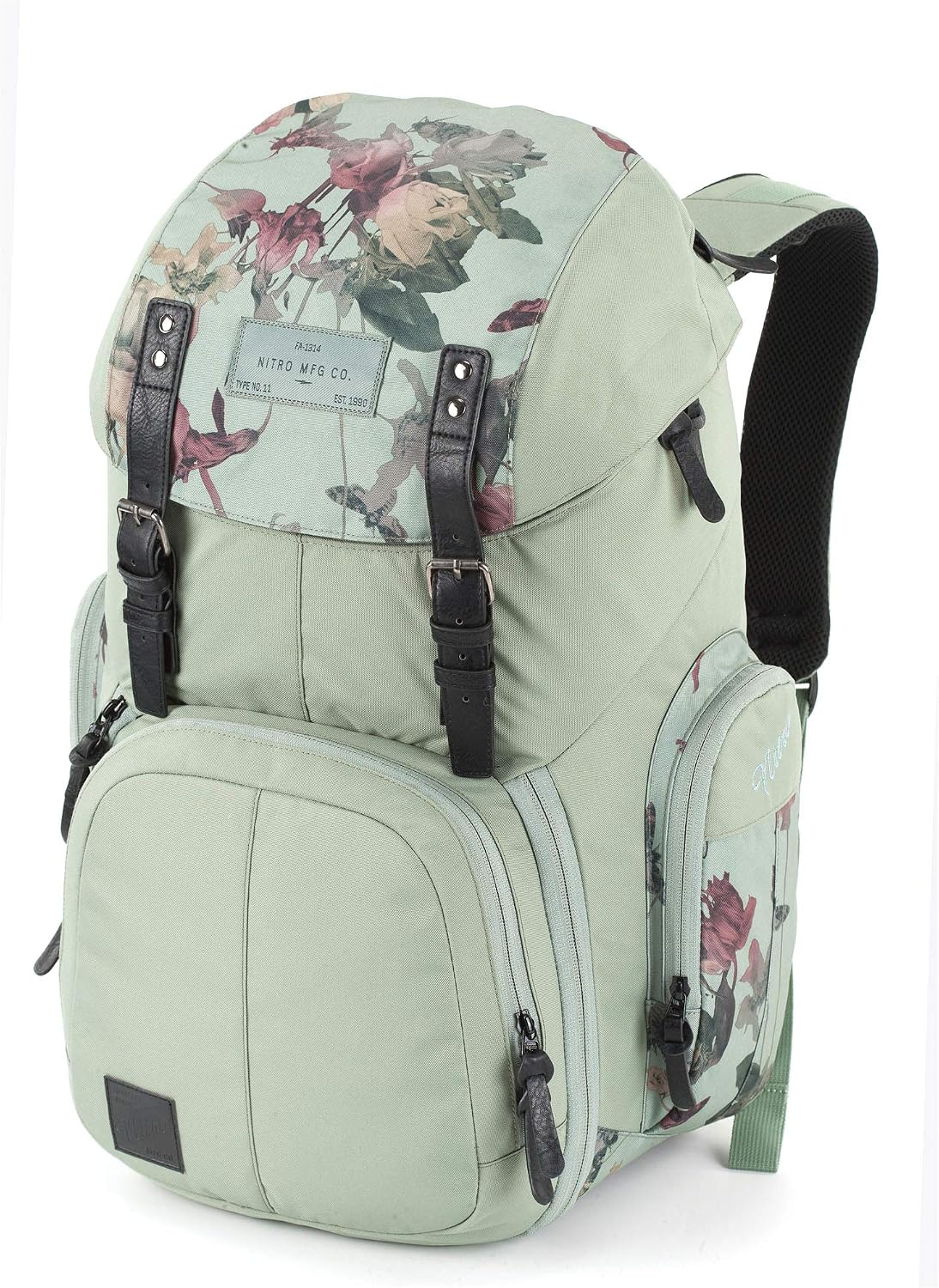 Weekender Alltagsrucksack mit gepolstertem Laptopfach, Schulrucksack, Wanderrucksack inkl. Nassfach, 42 L, Dead Flower