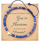 LAVEIR Blue Lapis Lazuli Stone Bracelet – Handmade Healing Crystal Gemstone Dainty Bracelet, Minimalist Style Gift for Her, Perfect Birthday Christmas Gift