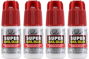 Cala Super Nail Glue profesional de calidad de salón | Adhesivo líquido para uñas rápido y fuerte (4 botellas)