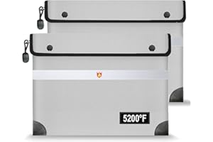 FKWIN Fireproof Document Bag (2 Pack) - 5200°F Heat Insulated, 11" X 7.7" Fire Proof Money Bag for Cash, 10 Layers of Functional Materials, Waterproof Fireproof Bags with Reflective Strip Zipper (Silver)