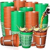 Nuenen 50 Counts 16 oz Football Plastic Cups Football Party Set Rugby Theme Reusable Plastic Frosted Cup for Rugby Theme Party Supplies Birthday Decorations