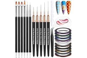 Artdone Nail Striping Tape Lines Kit With Nail Art Pens Dotting Tools And Liner Brushes For Gel Polish Small Detail Drawing Design Paint