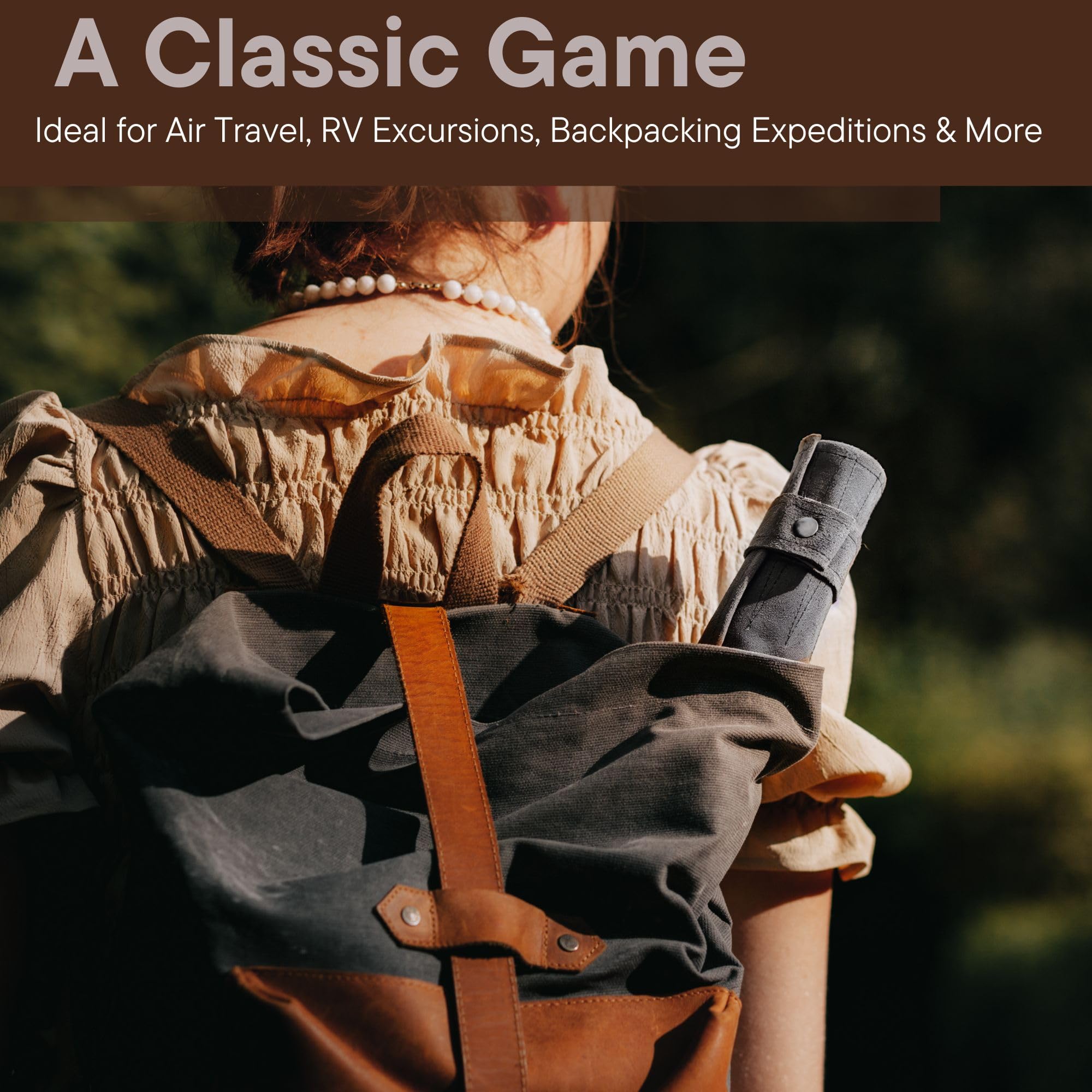 Sondergut Roll-Up Portable Suede Travel Chess & Checkers Game Set - Compact Perfect for RV Adventure Travel, Cruise, Airplane, Camping, Backpacking, Road Trips, and More.