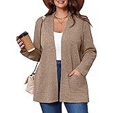 AusLook Women's Plus Size Lightweight Open Front Cardigan Long Sleeve Cover Ups Shrugs Jacket Shawls and Wraps Kimono