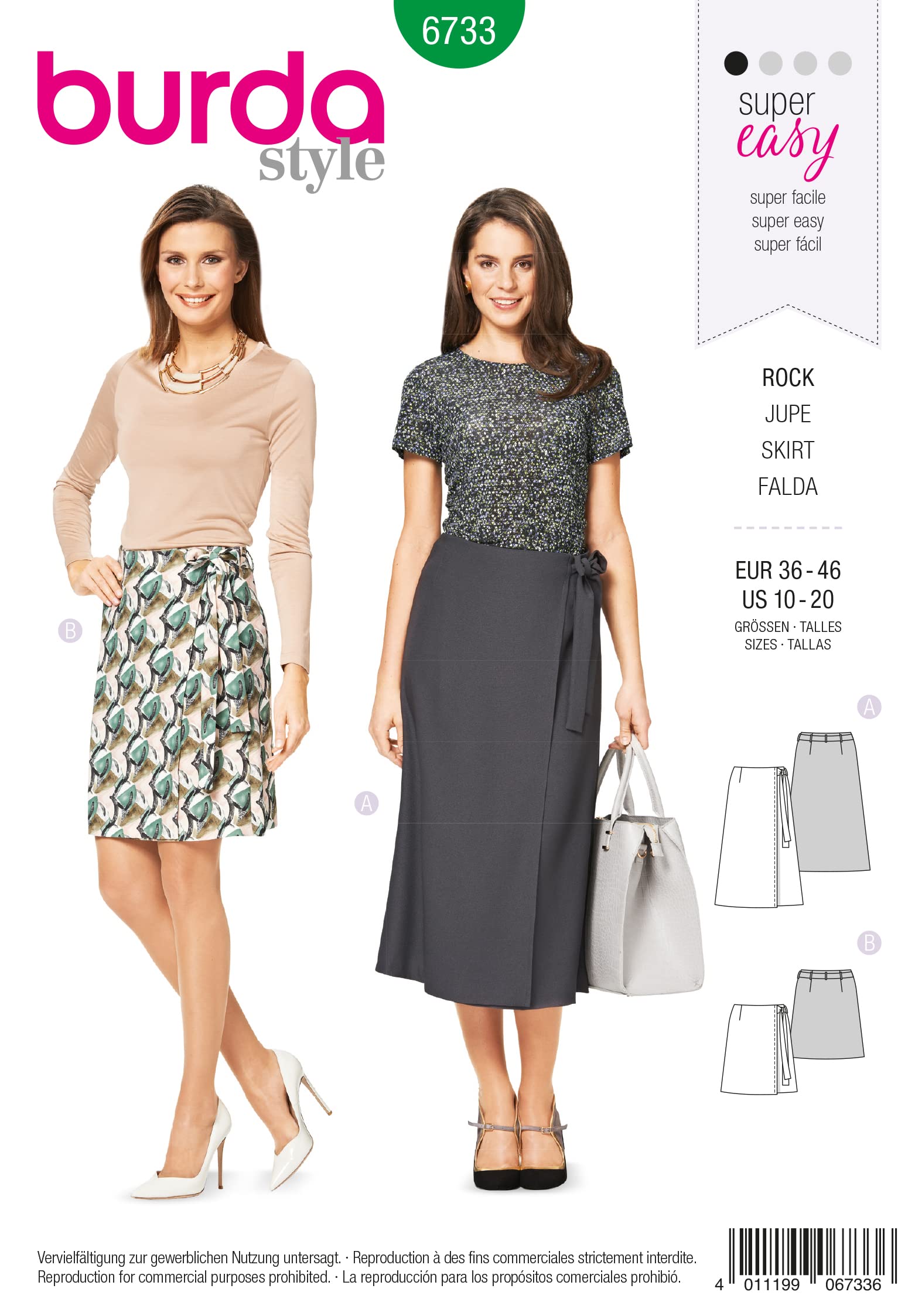 Burda Style Sewing Pattern B6733 Misses' Wrap Skirt