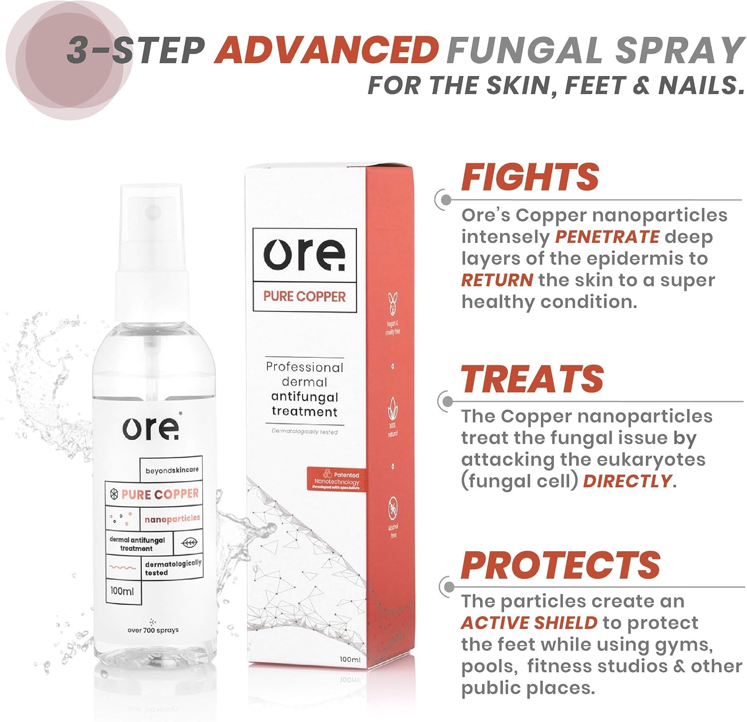 Ore® Copper Professional Dermal Anti-fungal Treatment Spray, 100% Natural for Athletes Foot Ringworm, Jock Itch - Image 5