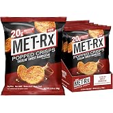 MET-Rx Popped Crisps, 20g Protein, Gluten Free - Sizzlin' Sweet BBQ, 6ct | Air Popped Crisps, High Protein Snack, Non-GMO, 2.26oz (Pack of 6)