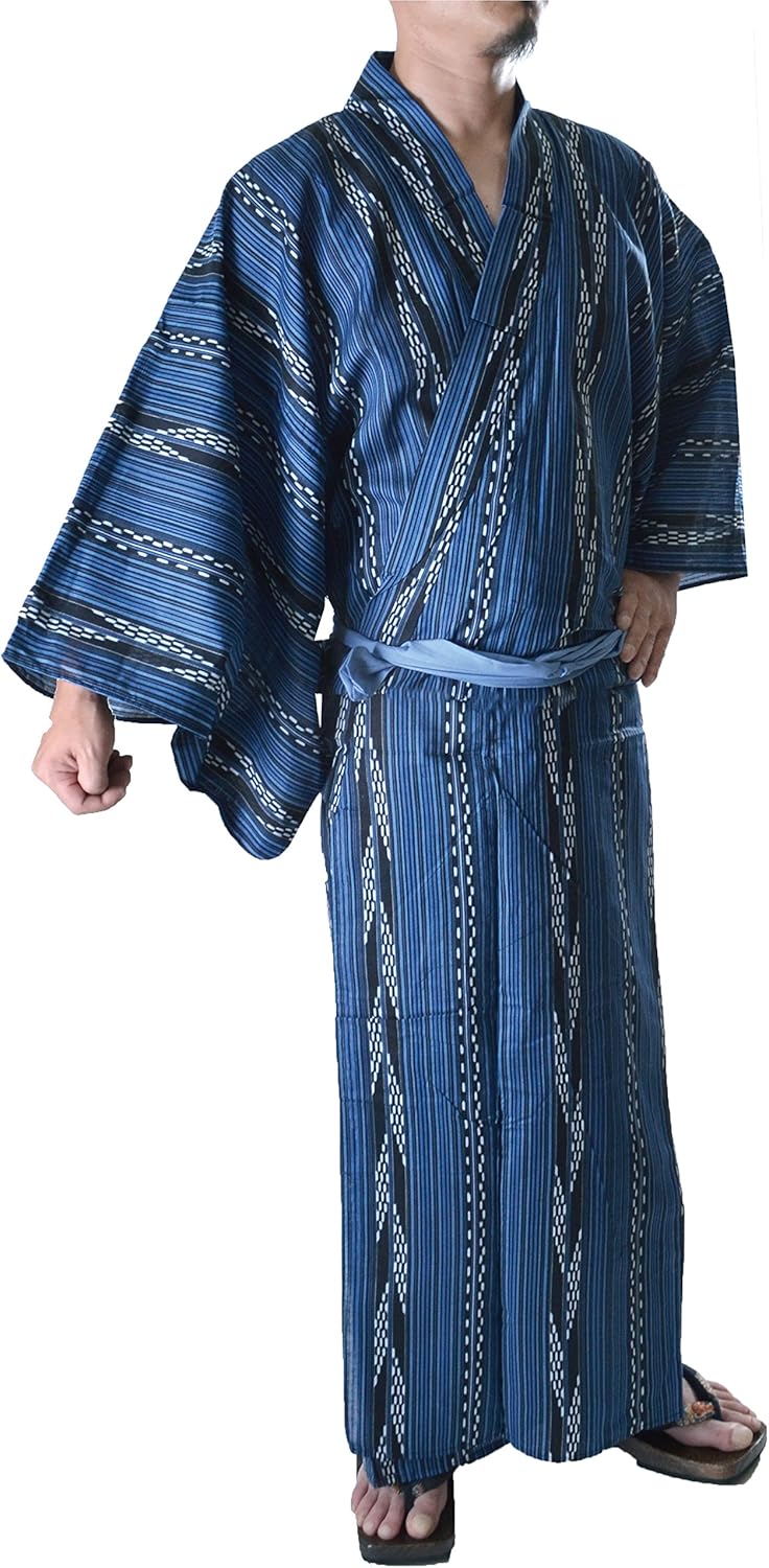 Yukata Kimono Robe Men's Size L Blue Japan Hitotoki Mt.Fuji at Amazon