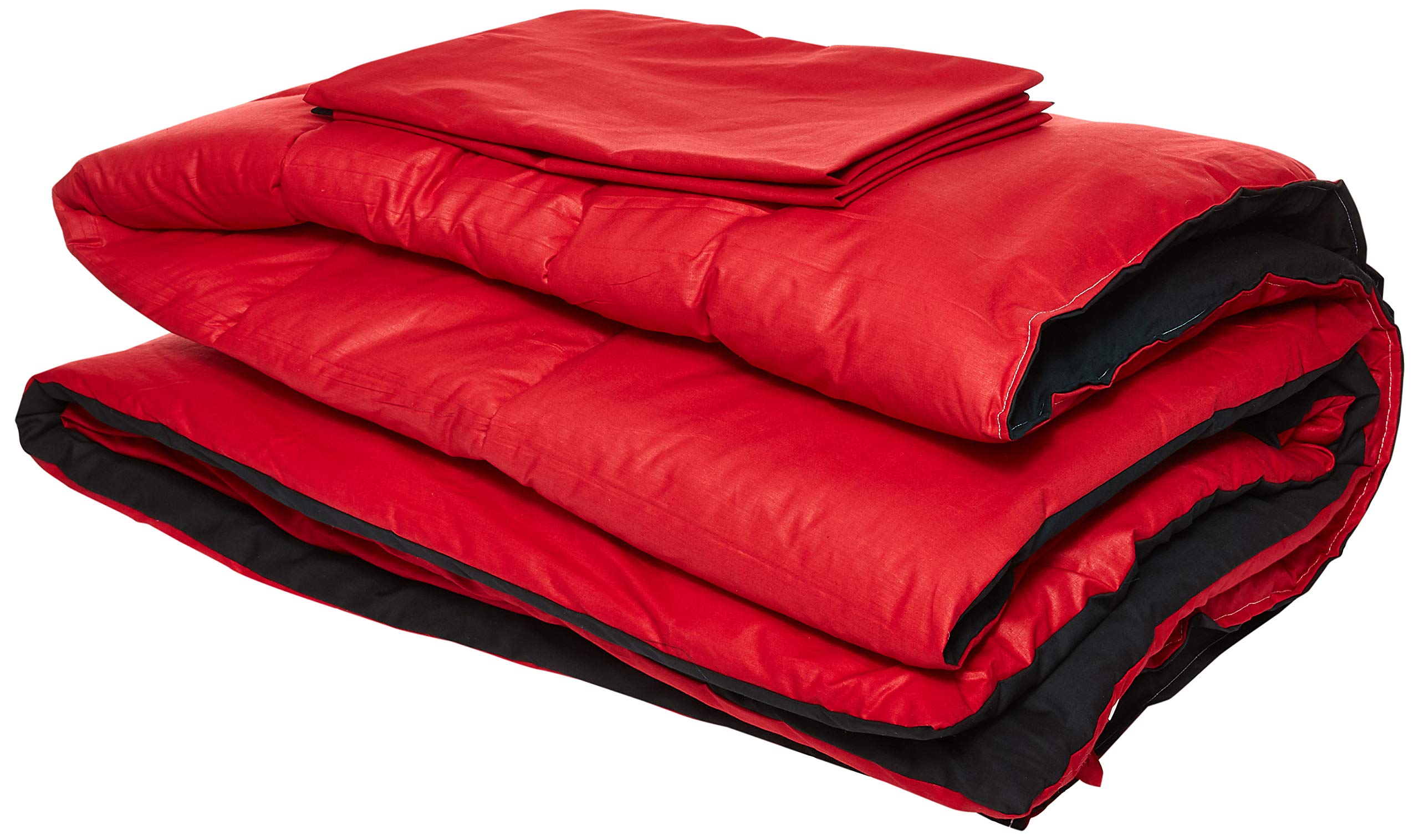 iBed Home Comforter Set, Black/Red, Single - 160x220 cm, 2BLCKRED-SNGL, 4 Pieces