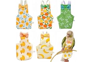 Magnoloran 5 Pcs Bird Diapers Bird Harness Flight Suits Diapers Reusable Parrot Nappy with Waterproof Inner Layer Washable Cute Urine Wet Suit for Cockatiel Conure Budgie Macaw Parakeet Lovebird,S