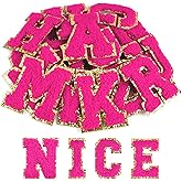 ASTARON 26 Pcs Self Adhesive Letter Patches Chenille Letters Stickers, A-Z Embroidered Applique Patches Alphabet Cloth Patch for Clothes, Bags, Hat, Phone Case, DIY Accessories (Rose)