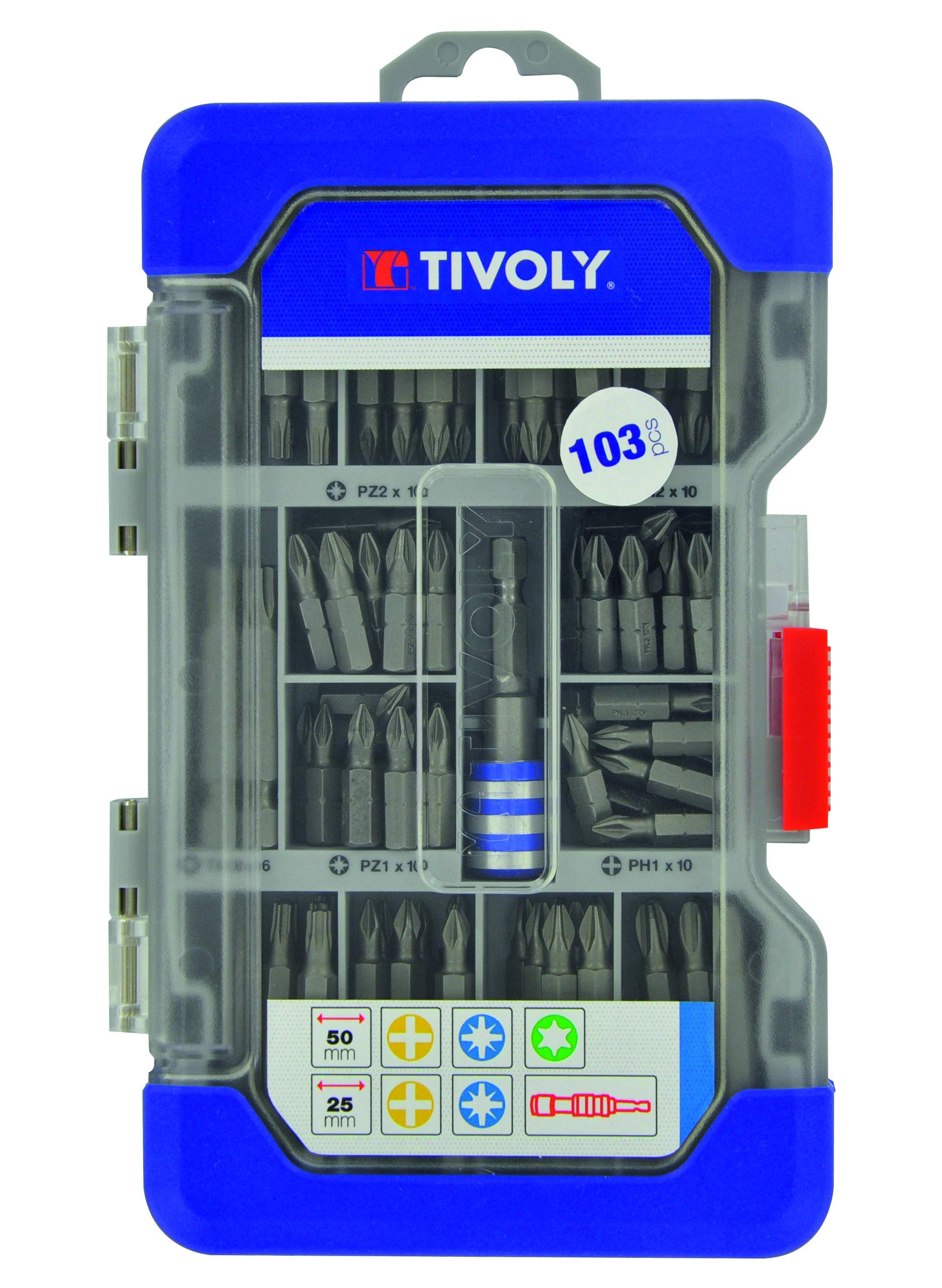 TIVOLY 11501570045 Set of 103 Short and Long Screwdriving Bits
