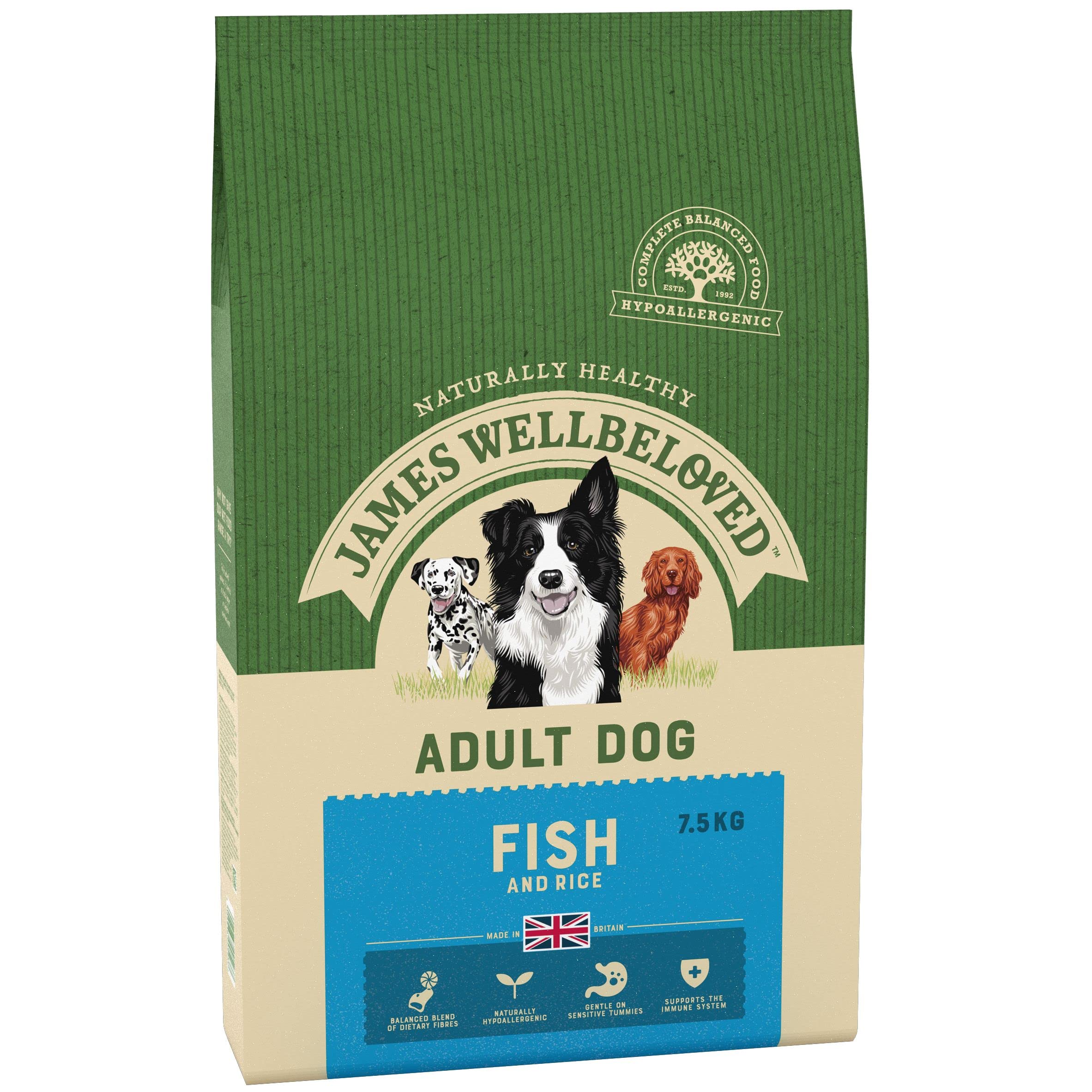 James Wellbeloved Complete Dry Adult Dog Food Fish and Rice, 7.5 kg
