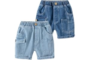 Toddler Baby Boys Baggy Jean Shorts Cotton Elastic High Waist Y2K Aesthetic Denim Shorts Summer Casual Trousers