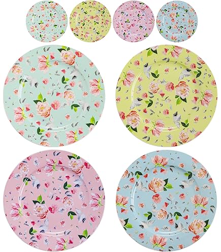 Gracie Bone China 7-1/2-Inch Dessert Plate, Pink Green Rose