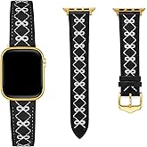 WHIMVOY Embroidered Bowknot Leather Watch Band for Women Compatible with Apple Watch 38/40/41/42/44/45/46/49mm, for iWatch Series 11/10/9/8/7/6/5/4/3/2/1 Ultra3 SE, Bow Strap