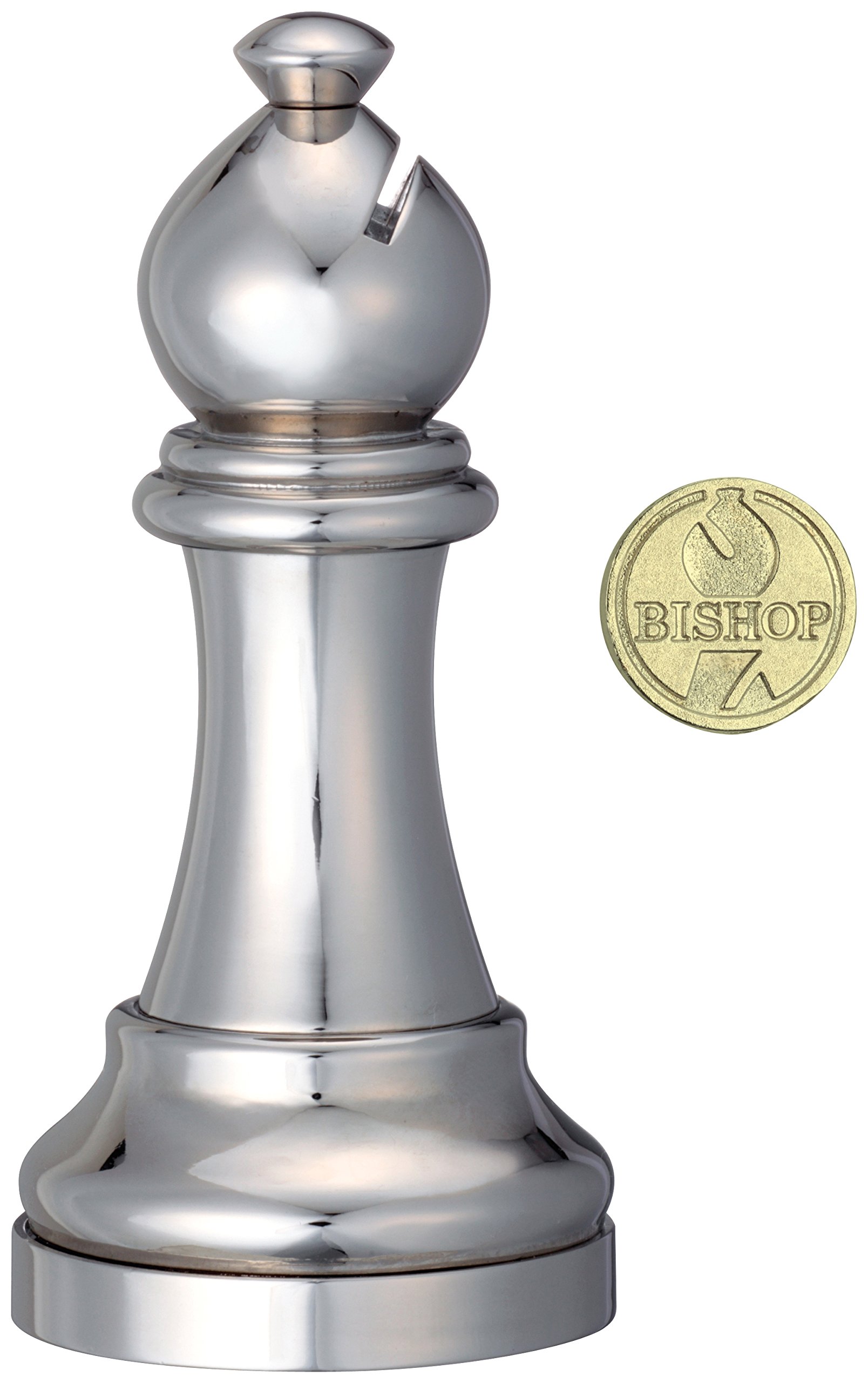 EUREKA 473684 Bishop Cast Chess Game, Silver